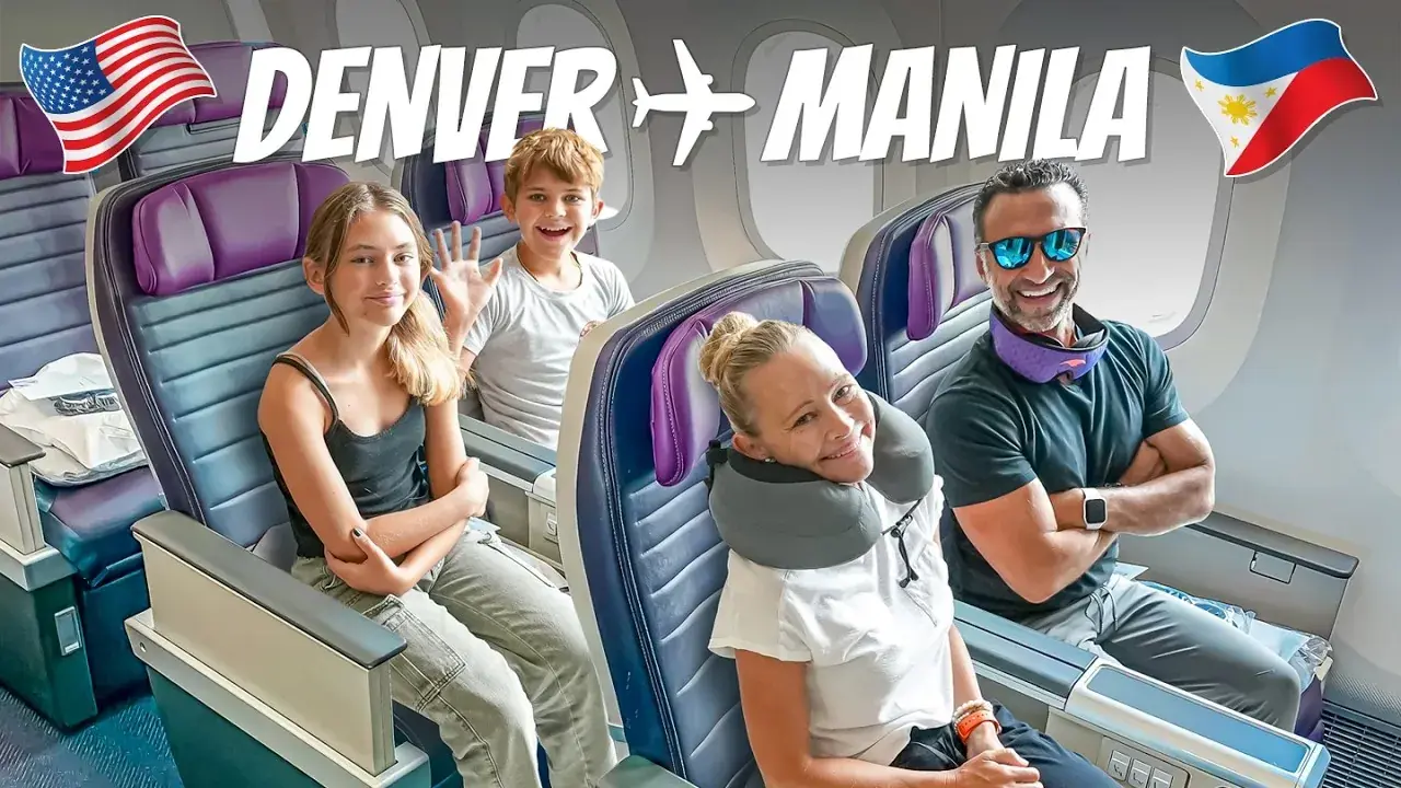 The Lockwood family flying United's Premium Plus cabin