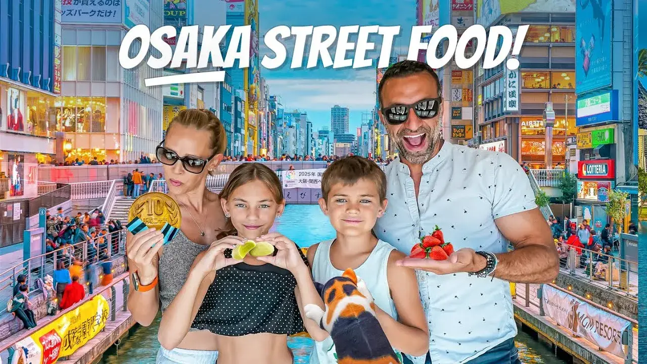 The Lockwood family on a street food tour in Osaka, Japan