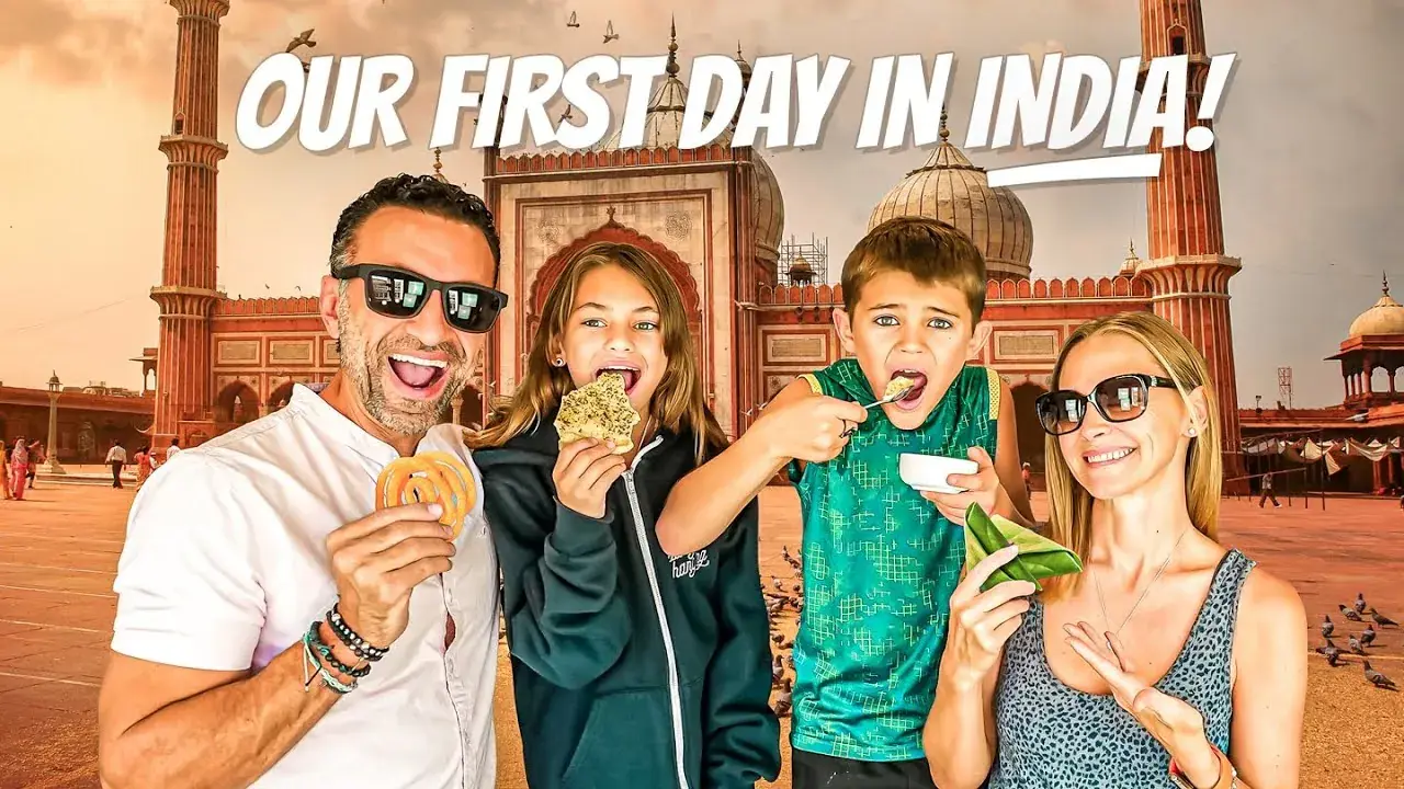 The Lockwood family eating local bites in Old Delhi
