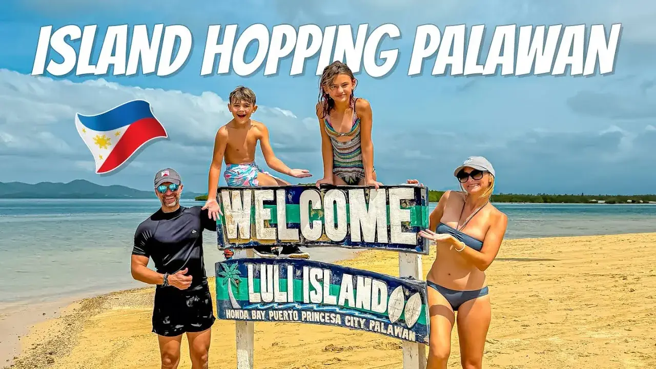 The Lockwood family on a bay cruise and island-hopping day in Puerto Princesa, Palawan, Philippines