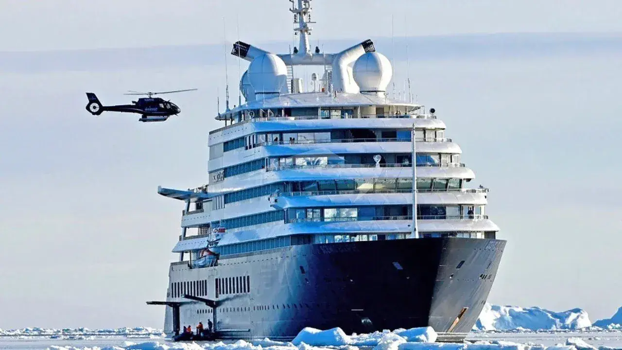 Scenic Eclipse luxury yacht with helicopter landing on its deck