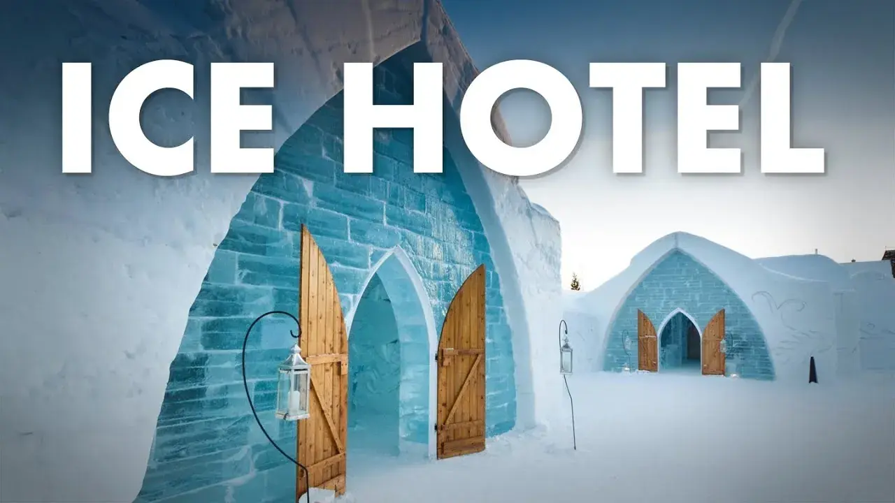 Entrance at Hotel de Glace ice hotel